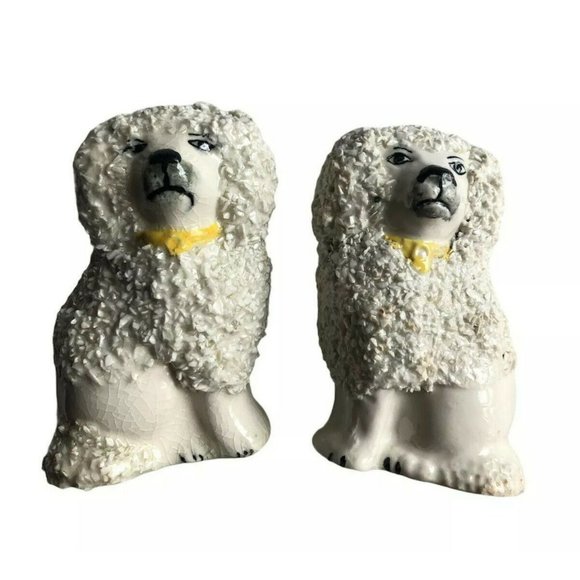 Mini 3in Pair Staffordshire English Porcelain Confetti Mantle Dogs Hallmarked